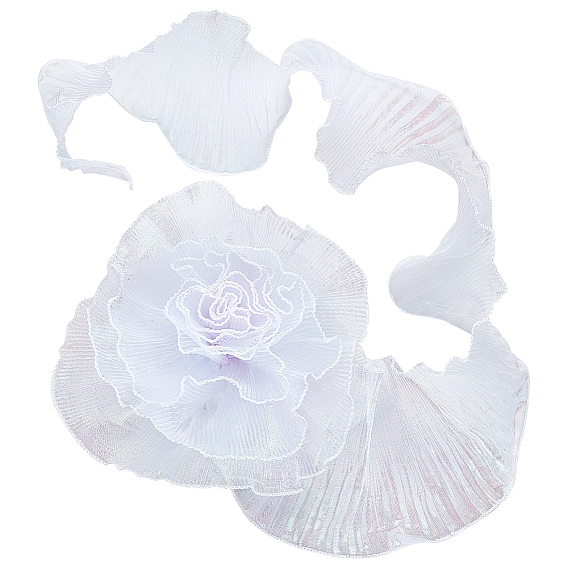 5m переливающаяся органза с кружевной отделкой, плиссированная отделка для шитья декоративной одежды своими руками