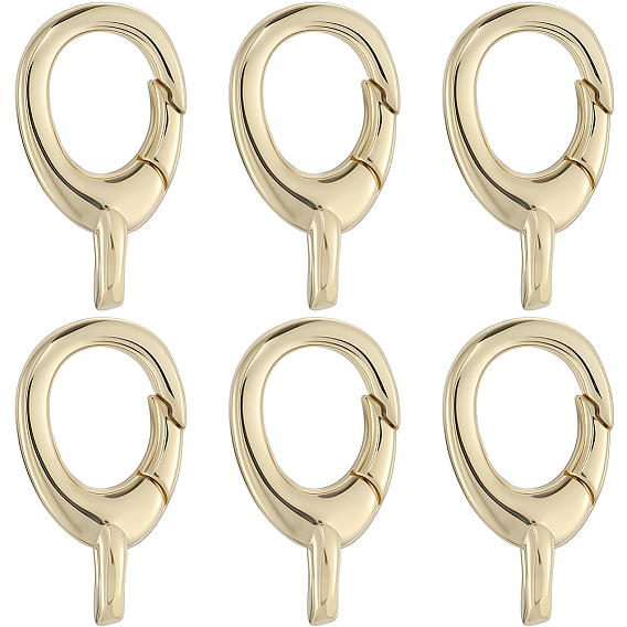 6шт. латунные пружинные кольца-затворы, без кадмия и без свинца, прочное покрытие, овальные