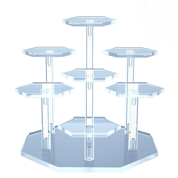 Акриловая подставка для игрушек, с 7 органайзером на шестигранной основе, держатель дисплея для гаражных комплектов