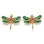 Осенняя тема латунные подвески с микропаве и фианитами, с эмалью и кольцами для прыжков, долговечный, стрекоза