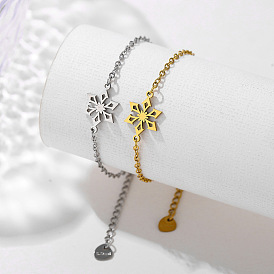 304 Браслеты из нержавеющей стали с звеньями в форме снежинки, браслеты-цепочки для женщин