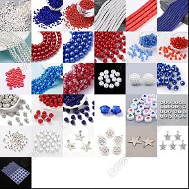 Kit de fabricación de joyería diy, incluyendo vidrio y arcilla polimérica y cuentas de plástico acrílico y ccb, Colgantes de la aleación del esmalte