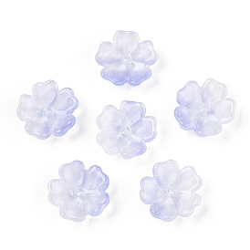 Baking Painted Transparent Glass Bead Caps, Lotus