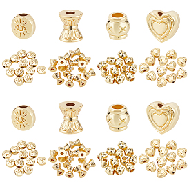 48Pcs 4 Style Alloy Beads, Mix-shaped