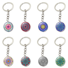 Mandala Flower Time Gemstone Keychain Pendant Accessories Metal Keychain Hanging Jewelry Small Gift