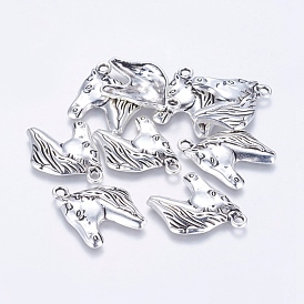 Alloy Pendants, Lead Free and Cadmium Free, Horse Head, 25x20x3mm, Hole: 3mm