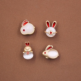 Colgantes de esmalte de aleación de Pascua, con abalorios de ojos de gato, conejo