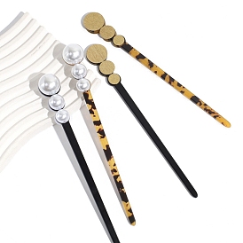 Resin with Plastic Imitation Pearl Beads Hair Sticks, Retro Hair Accessories for Updo Hairstyles