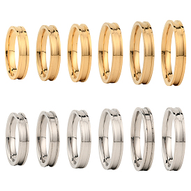 12 шт. 12 стили 201 нержавеющая сталь рифленые кольца для пальцев, кольцевой сердечник, для изготовления инкрустации