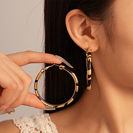 Серьги-кольца из сплава смолы с леопардовым принтом, золотые