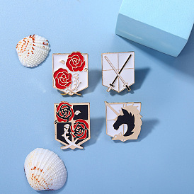 Anime Attack on Titan Brooch Set - Horror Giant, Eren's Wings & Survey Corps Badge Pins