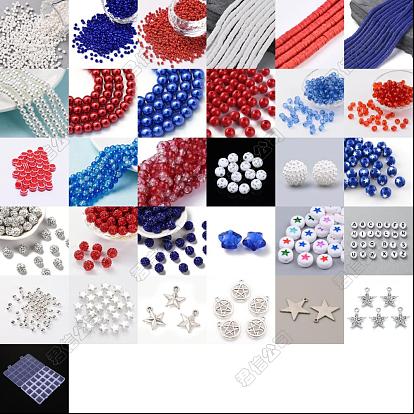 Kit de fabricación de joyería diy, incluyendo vidrio y arcilla polimérica y cuentas de plástico acrílico y ccb, Colgantes de la aleación del esmalte