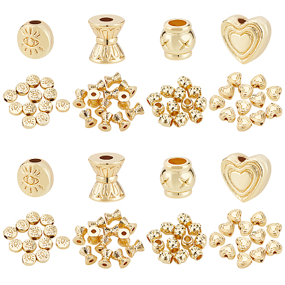 48Pcs 4 Style Alloy Beads, Mix-shaped