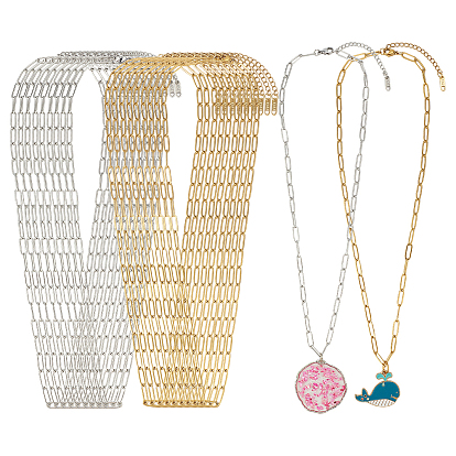 10 шт. 2 цвета 304 ожерелья из нержавеющей стали со скрепками