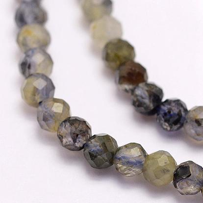 Natural Cordierite/Iolite/Dichroite Beads Strands, Grade B, Faceted, Round