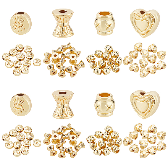 48Pcs 4 Style Alloy Beads, Mix-shaped