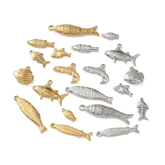 10 шт. 304 подвески из нержавеющей стали, рыба