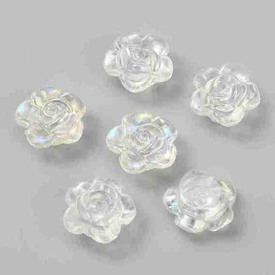 Transparent Plastic Bead, AB Color Plated, Rose