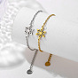 304 Stainless Steel Snowflake Link Bracelets, Cable Chain Bracelets for Women