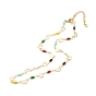 Brass Star & Moon Link Chain Necklace with Glass Beads, Golden