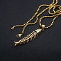 304 Stainless Steel Pendant Necklaces, Fishbone