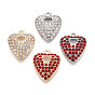 Подвески из сплава и страза, сердце, без свинца и без кадмия