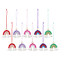 10 pièces 5 couleurs arc-en-ciel polycoton (polyester coton) décorations pendentifs, avec du fil de nylon et des perles en bois