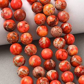 Dyed Natural Imperial Jasper Beads Strands, Smooth Round