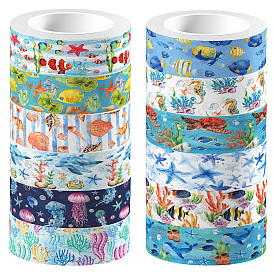 12 Rolls Adhesive Paper Tapes, Decorative Sticker Roll Tape, for Card-Making, Scrapbooking, Diary, Planner, Envelope & Notebooks