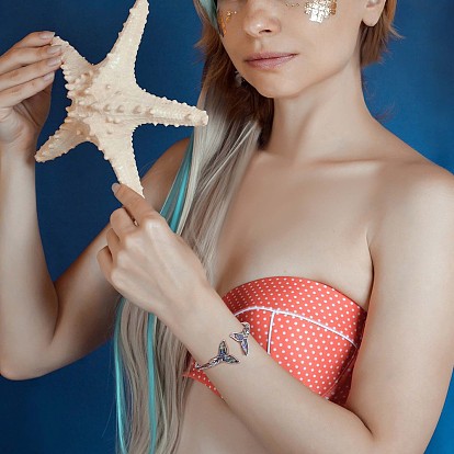 Mermaid Tail Alloy Enamel Cuff Bangle, Adjustable Mermaid Open Bracelet Jewelry Gift for Women