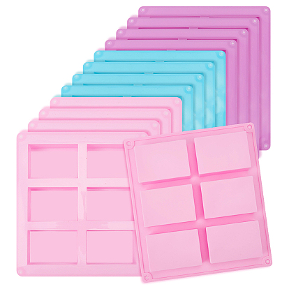 12 pièces 3 couleurs moules à savon en silicone, rectangle
