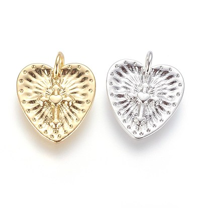 Латунные подвески настройки горный хрусталь, сердце с крестом