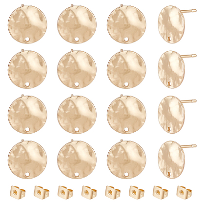 8 пара латунных сережек-гвоздиков, плоский круглый с отверстием