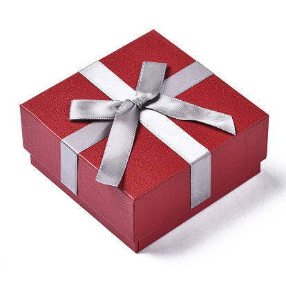 Cajas de joyas de cartón, para embalaje de collares, cuadrada con bowknot