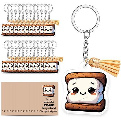 Сделай сам наборы для ключей, включая акриловые подвески, брелок кольца, подвесные украшения с кисточками и картонные карточки для демонстрации украшений