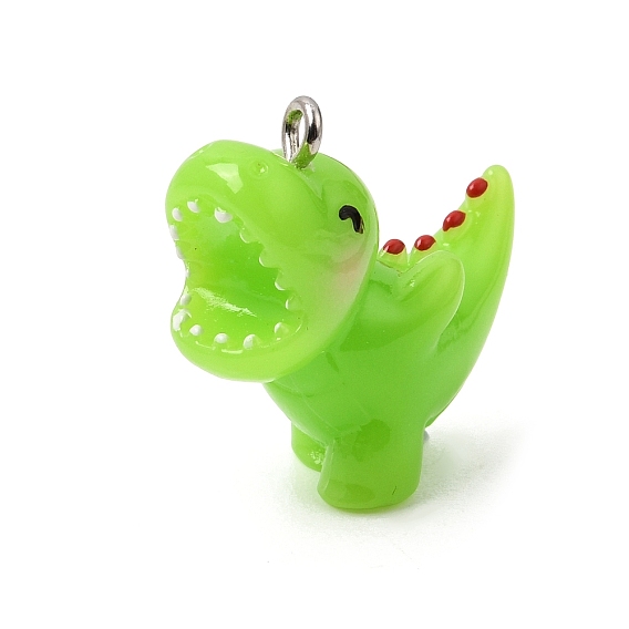 Opake Harzanhänger, Dinosaurier-Charme, mit Platineisenschlaufen