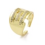 Brass Micro Pave Clear Cubic Zirconia Open Cuff Ring for Woman