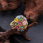Кольца из цветочного сплава со стразами и эмалью для женщин
