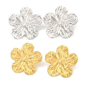 Ионное покрытие (ip) 304 серьги-гвоздики из нержавеющей стали для женщин, цветок с фактурой