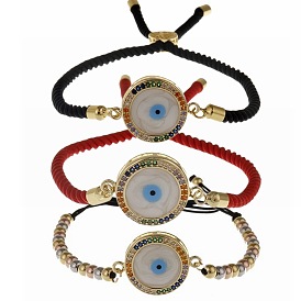 Colorful Zirconia Evil Eye Bracelet with Gold Plating for Men and Women