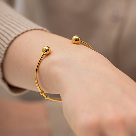 18K Gold Stainless Steel Bracelet - Trendy Design, Non-fading, Open-ended, Jewelry.