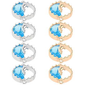 8 шт. 2 цвета латунь небесно-голубой кубический цирконий соединительные подвески, кольцо в форме кита