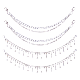 2 Stück Stiefelriemenketten aus Aluminiumlegierung, mit 2 Stück Legierung Kristall Strass Quasten Taschendekorketten