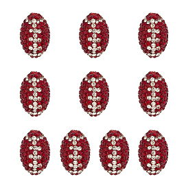 10шт. бусины из полимерной глины ручной работы со стразами, регби