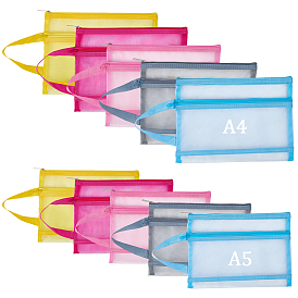 10 шт. 10 стили нейлоновая сетчатая сумка для ручек, портативная сумочка, дорожная сумка для хранения, с застежкой-молнией, прямоугольные