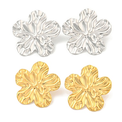 Ионное покрытие (ip) 304 серьги-гвоздики из нержавеющей стали для женщин, цветок с фактурой