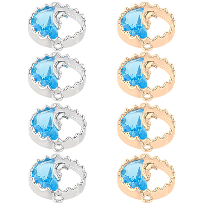 8 шт. 2 цвета латунь небесно-голубой кубический цирконий соединительные подвески, кольцо в форме кита