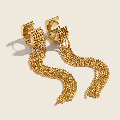 Серьги из 304 нержавеющей стали, цепочка с шариками и кисточкой