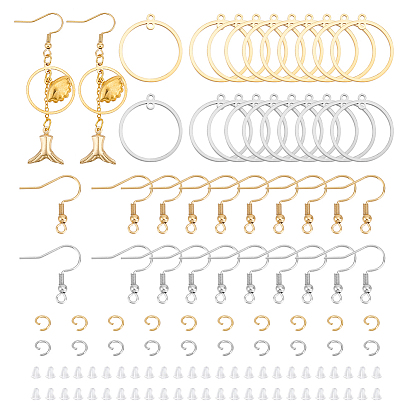 Набор для изготовления сережек своими руками, в том числе 201 подвески из нержавеющей стали, 304 крючки и кольца из нержавеющей стали для серег, пластиковые гайки для ушей