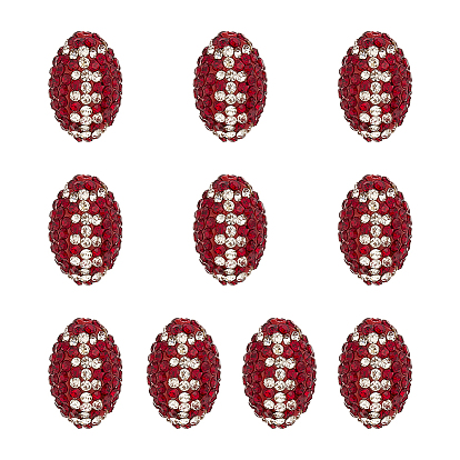 10шт. бусины из полимерной глины ручной работы со стразами, регби